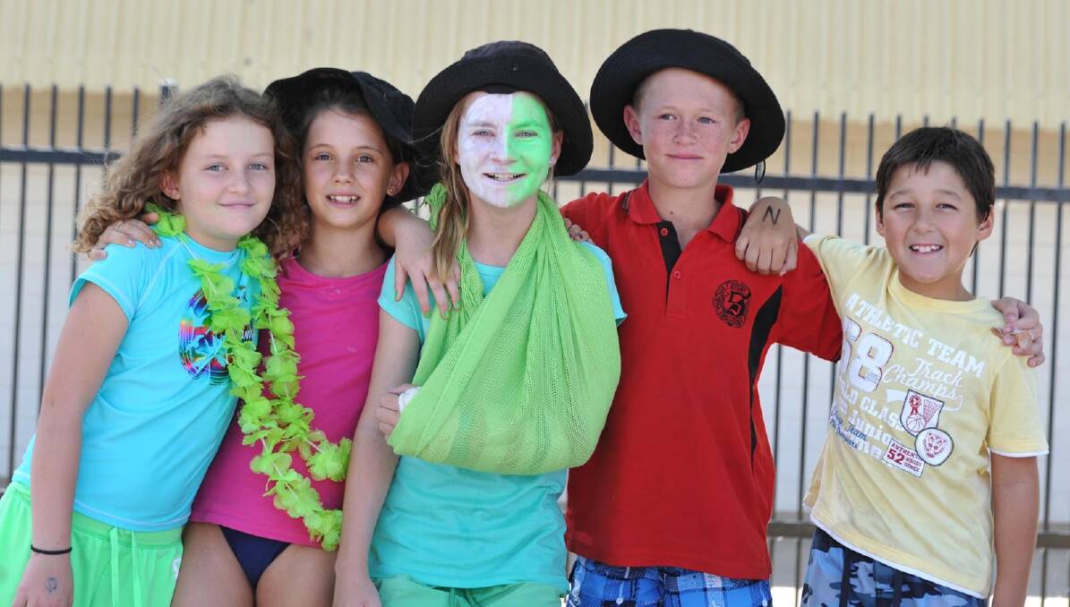 At the Sturt Primary School swimming carnival Alexandra Raven, 9, Ashleigh O'Halloran, 10, Astrid Galvin, 10, George Collins-Kelleher, 11, and Riley Carver, 9.