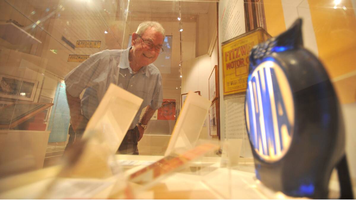 John Skipper admires the NRMA and Wagga Motors display at a new exhibition at the Museum of the Riverina. Picture: Addison Hamilton
