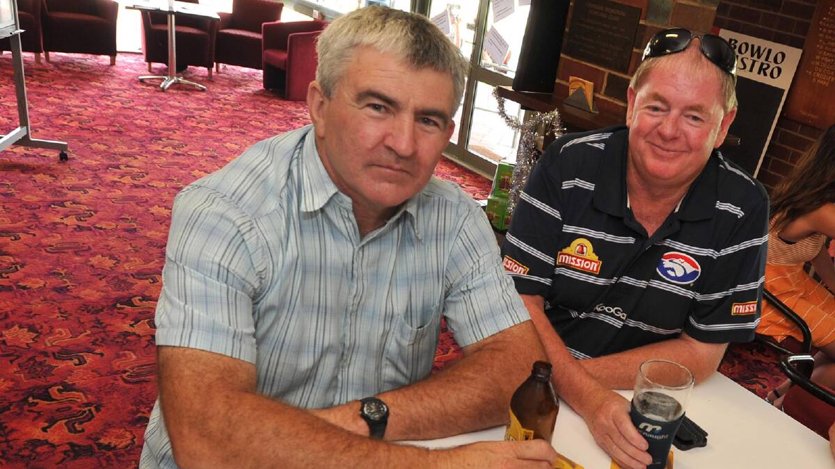 Michael Walsh and Johno Russell of Grong Grong at the fund-raiser for Kellie Wall. Picture: Michael Frogley