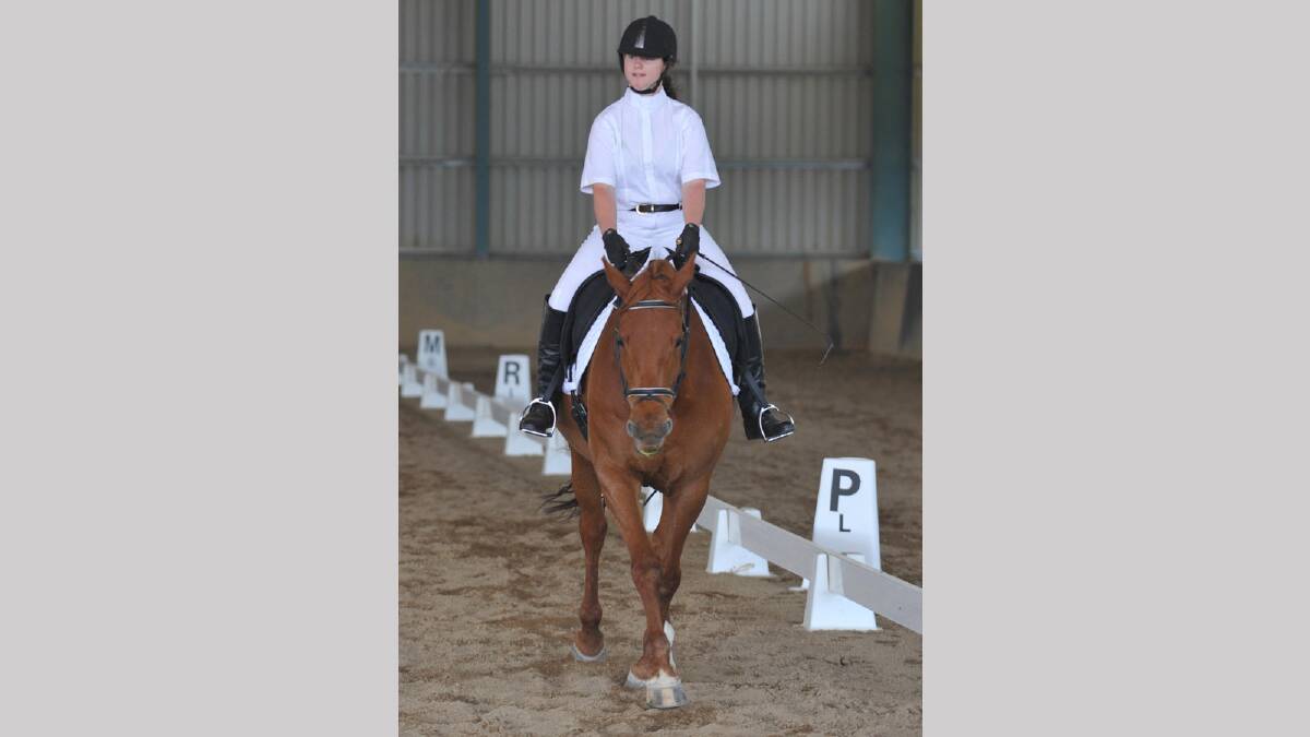 Stephanie Fowler of Wagga on Katerina competing in prep B dressage test at the CSU equestrian centre. Picture: Les Smith 