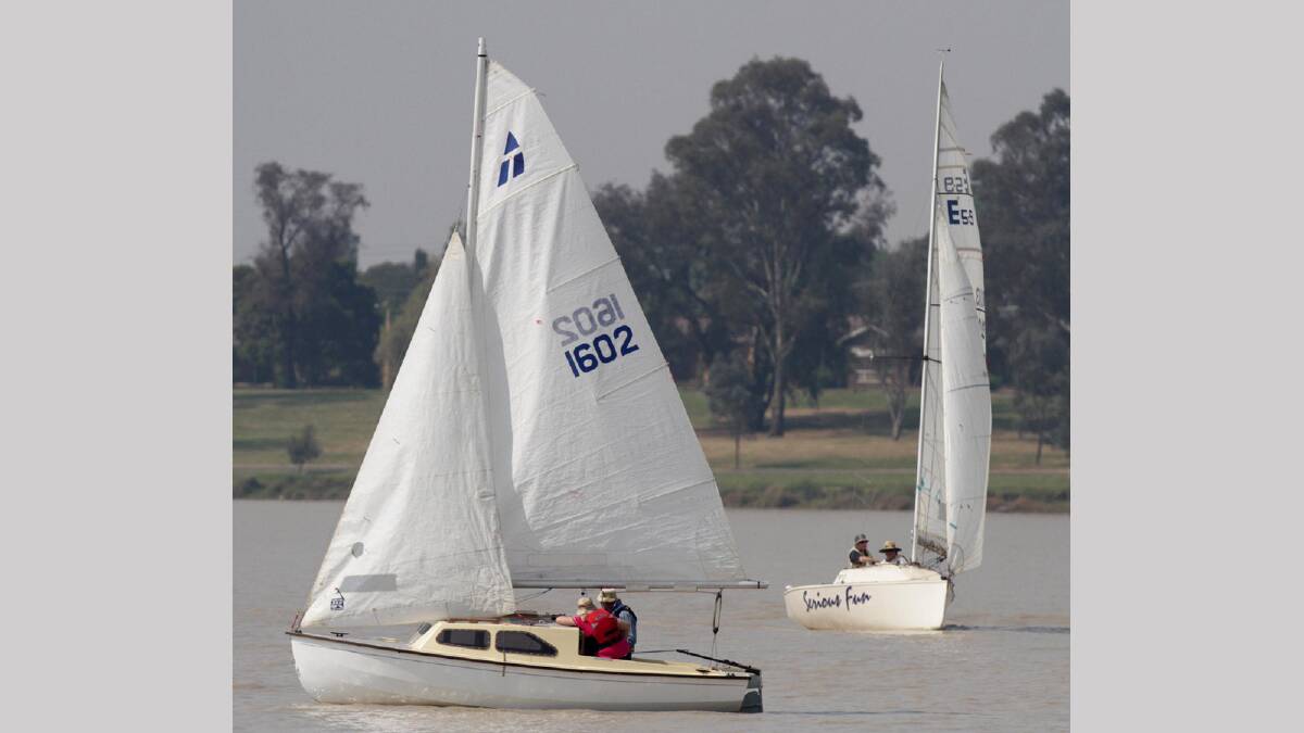 Garry and Pam Williams sailing on Lake Albert. Picture: Les Smith