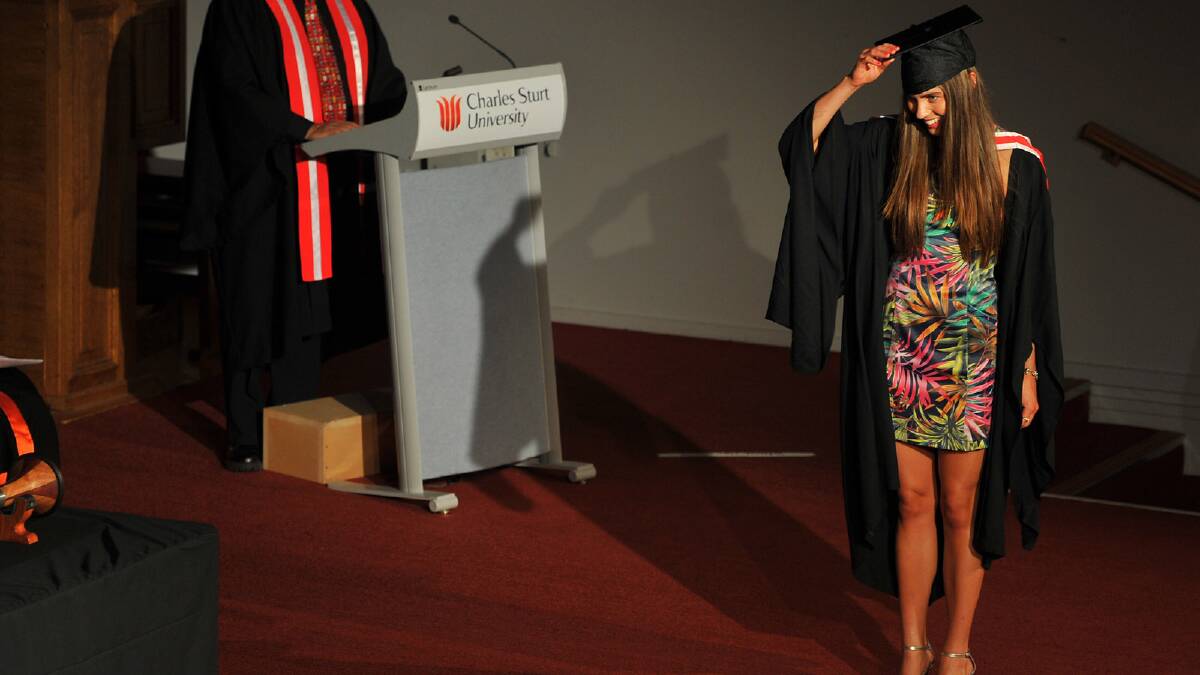 Phoebe Ashford about to receive her Bachelor of Arts (Acting for Screen and Stage). Picture: Addison Hamilton