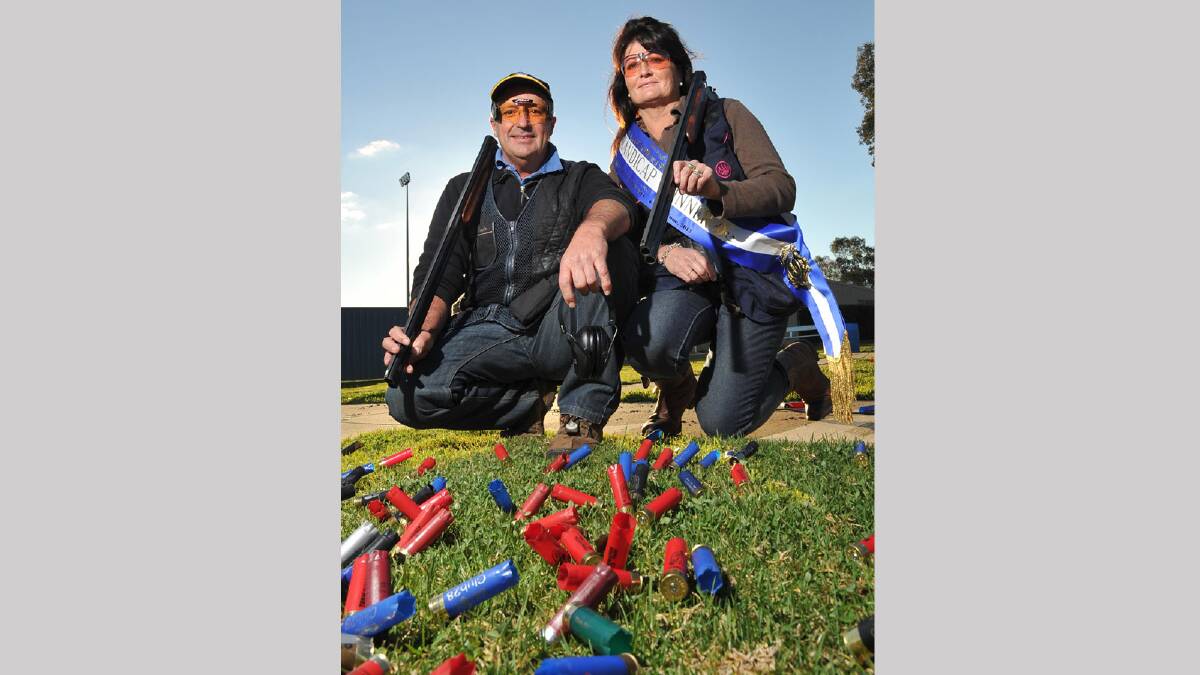 Riverina Zone Clay Target Shooting Carnival - Brian and Diarne Doyle who ended the event as runner-up and winner respectively. Picture: Michael Frogley