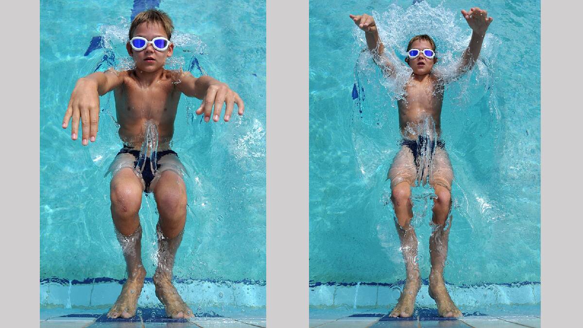 Wilber Molony, 10, starts his backstroke race. Pictures: Michael Frogley