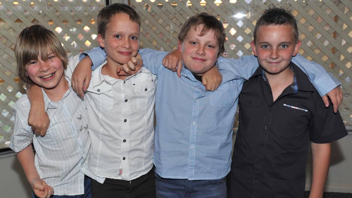 Under 12s Black Sharks Liam Ellis, Calvin Combs, Callan Millie and Chris Kelly at the presentation night. Picture: Les Smith
