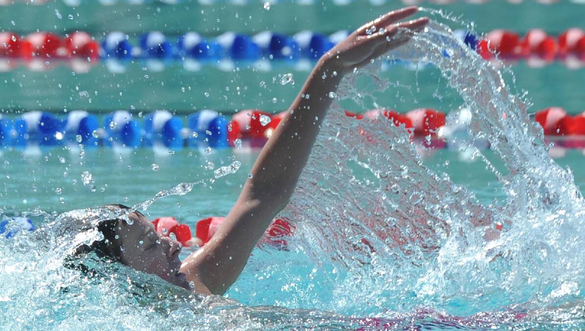 Connor Griffin, 14, of Bolger House in a 50m backstroke race. Picture: Les Smith
