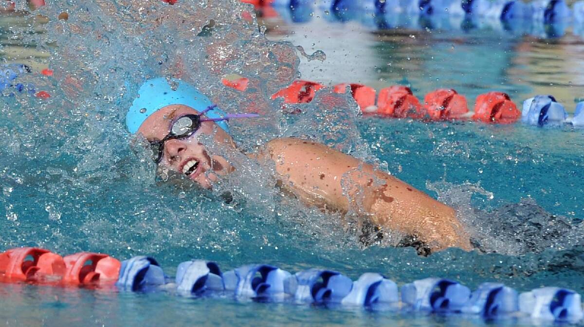 Lana Duffy, 13 at the Mater Dei swimming carnival. Picture: Michael Frogley