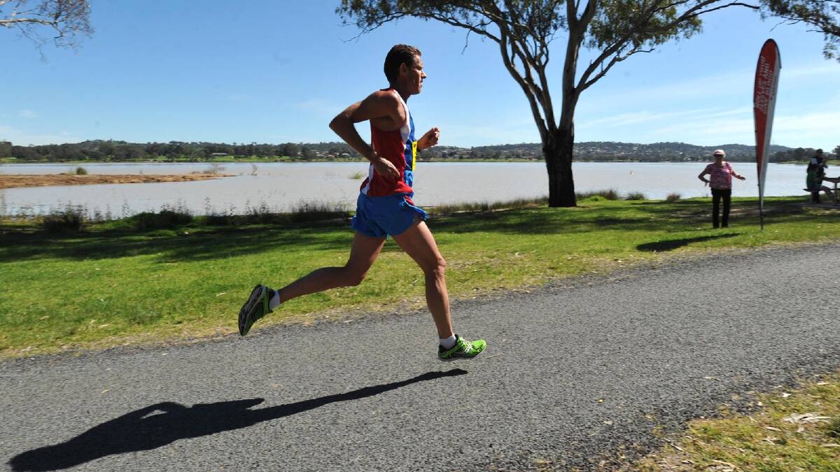Lake to Lagoon 2013 - Winner Lachlan Chisholm coming to the finish line. Picture: Les Smith