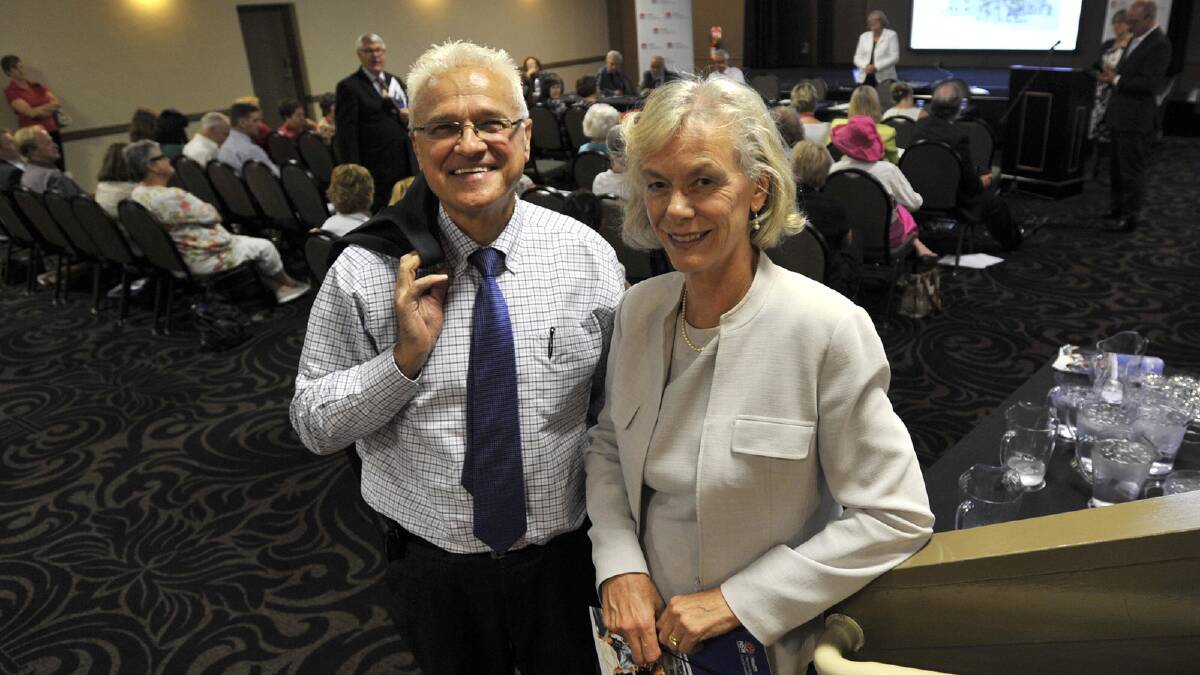 Professor Les White NSW Health chief paediatrician with Joanna Holt the chief executive NSW Health Kids and Families at the Murrumbidgee Local Health District annual public meeting at the Wagga Commercial Club. Picture: Les Smith 