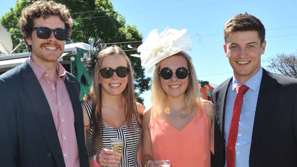 Liam Gleeson, Laura Glenn, Domenica Gleeson and Tom Gillespie at the Young Picnic Races. Picture: Les Smith