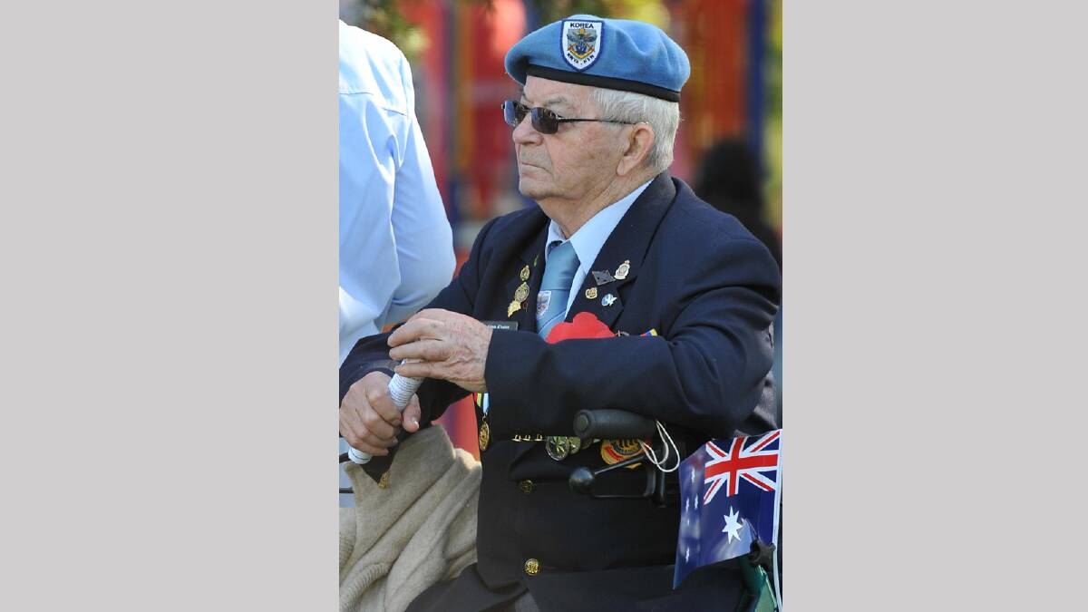 Korean Veteran Alan Evans at the Anzac Day Commemoration Ceremony in Wagga. Picture: Michael Frogley