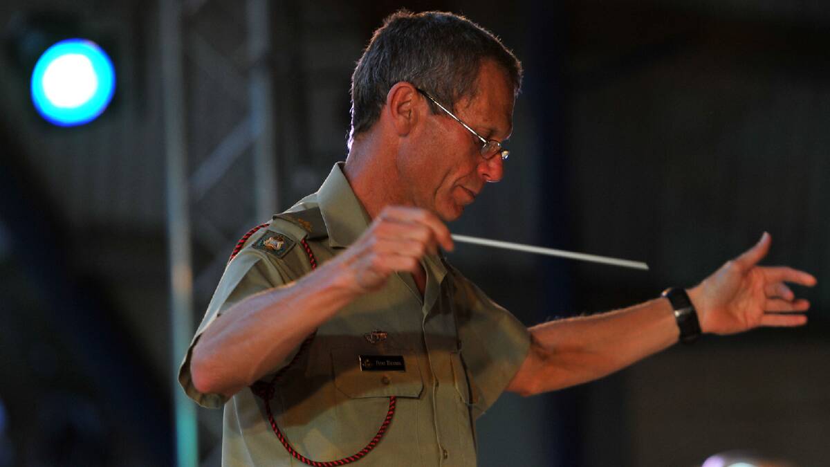 Australian Army Band Kapooka conductor Peter Thomas leads the performance at the Wagga Christmas Spectacular. Picture: Addison Hamilton