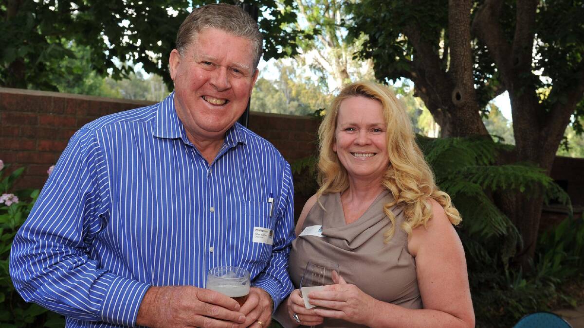 Philip Webb and Sue Mills at the Wagga Wagga Business Chamber Christmas Party. Picture: Michael Frogley