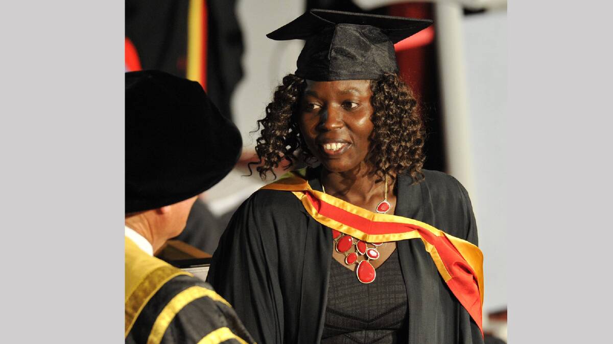 Vongai Zanga receives her bachelor of nursing degree. Picture: Les Smith