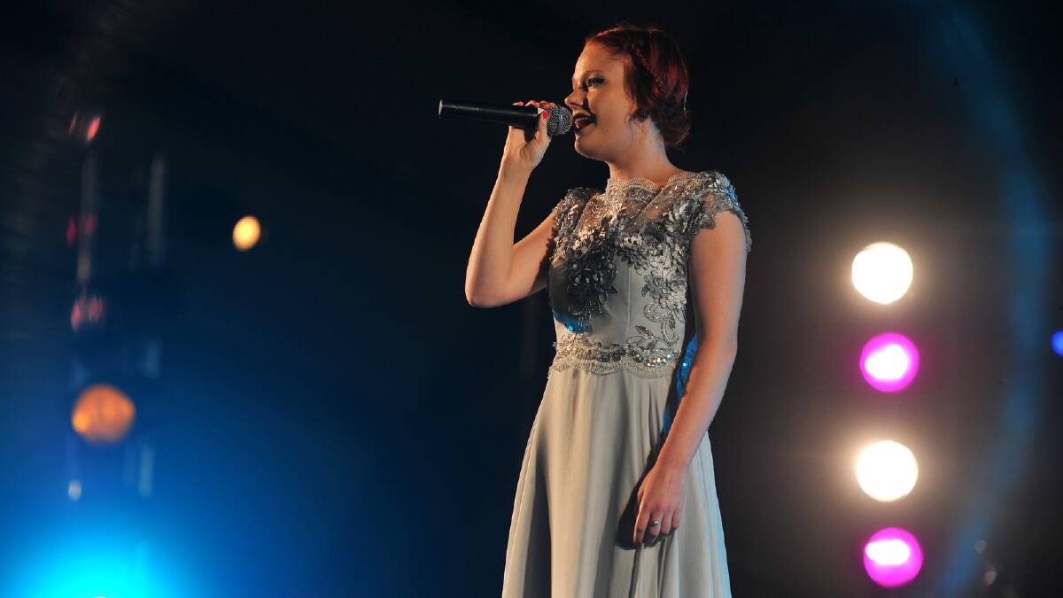 Singer Hayley Potts dazzles the crowd at the Wagga Christmas Spectacular. Picture: Addison Hamilton