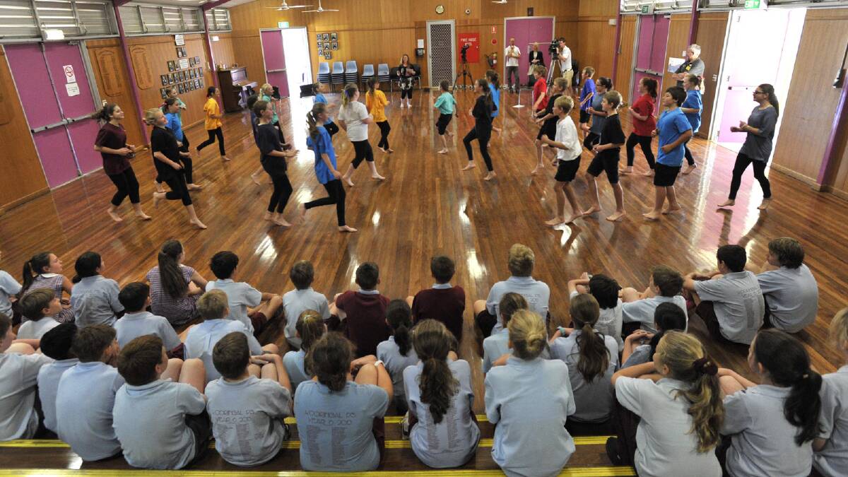 Students dancing as part of the Climate Clever Energy Savers Program at Kooringal Public School. Picture: Les Smith