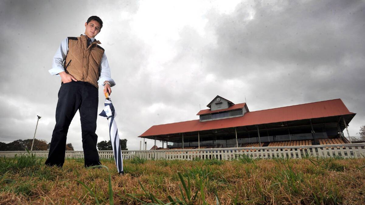 Southern District Racing Association stewards deputy chairman Troy Vassallo inspects the MTC as wet weather postpones another meeting. Picture: Les Smith