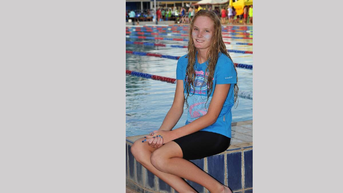 Lana Duffy, 13 at the Mater Dei swimming carnival. Picture: Michael Frogley