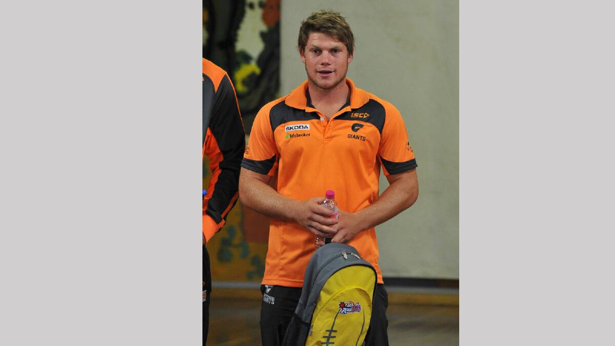 GWS player Taylor Adams at the presentation to Wagga Wagga Public School. Picture: Michael Frogley