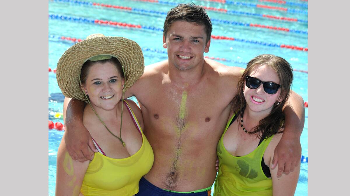 Morgan Pearce, Luke Gladman and Jasmin Ogg, at the Mount Austin High swimming carnival. Picture: Les Smith 