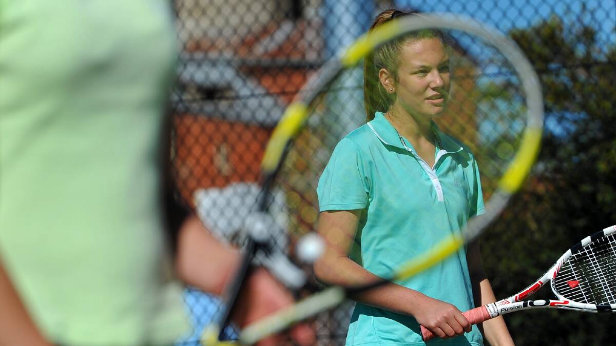 Ally Balding, 15, during junior tennis at the Bolton Park courts. Picture: Addison Hamilton