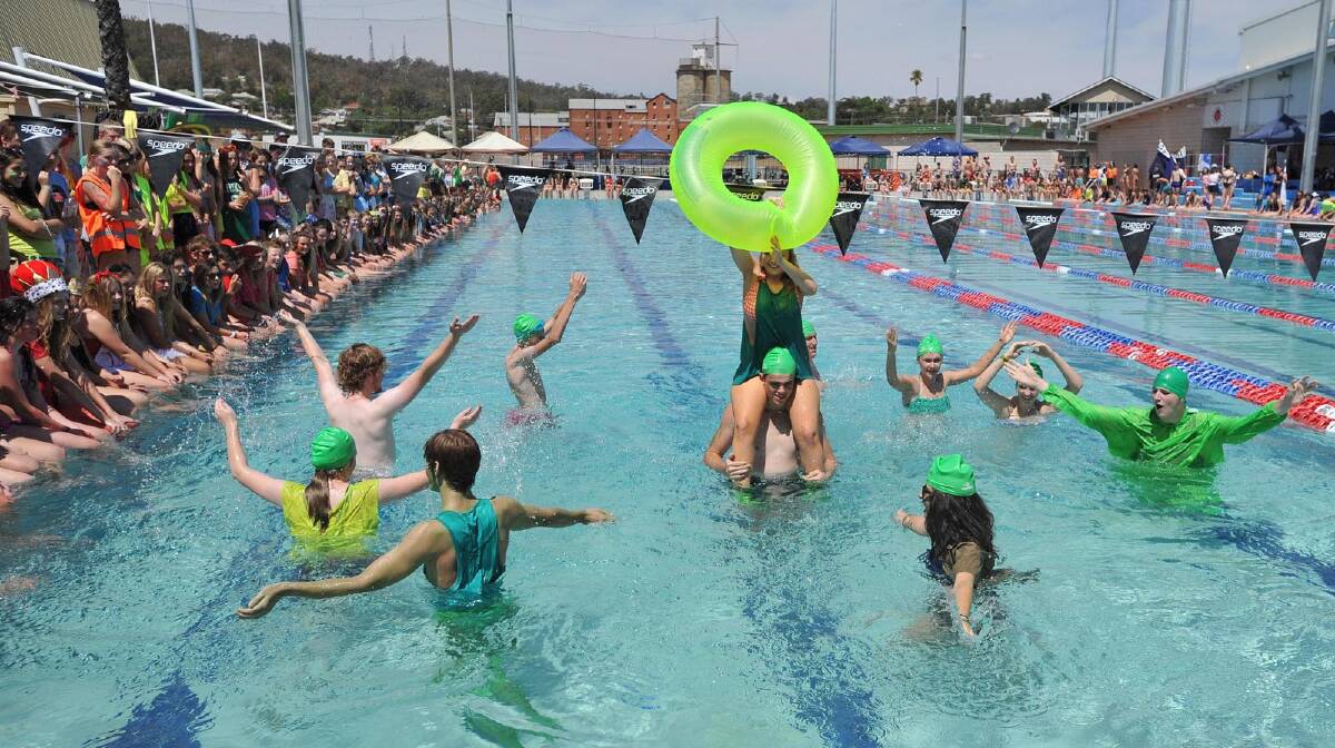 The synchronised swimming proved to be a crowd favourite at the Kildare Catholic College swimming carnival - Oodgeroo house performing. Picture: Michael Frogley