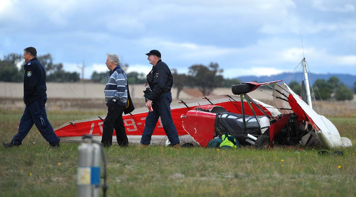 Emergency services at the scene of the light aircraft crash. Picture: Addison Hamilton