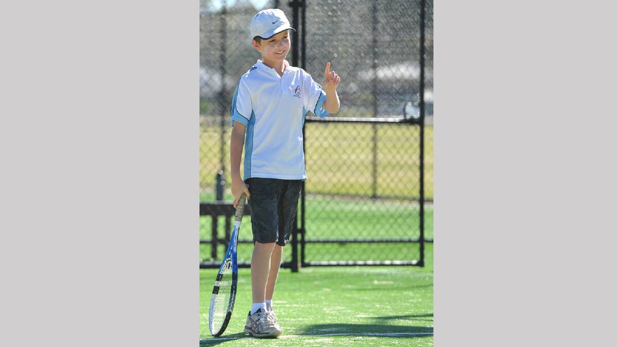 Leon Hemmings, 10, having a hit at the Bolton Park tennis courts. Picture: Addison Hamilton