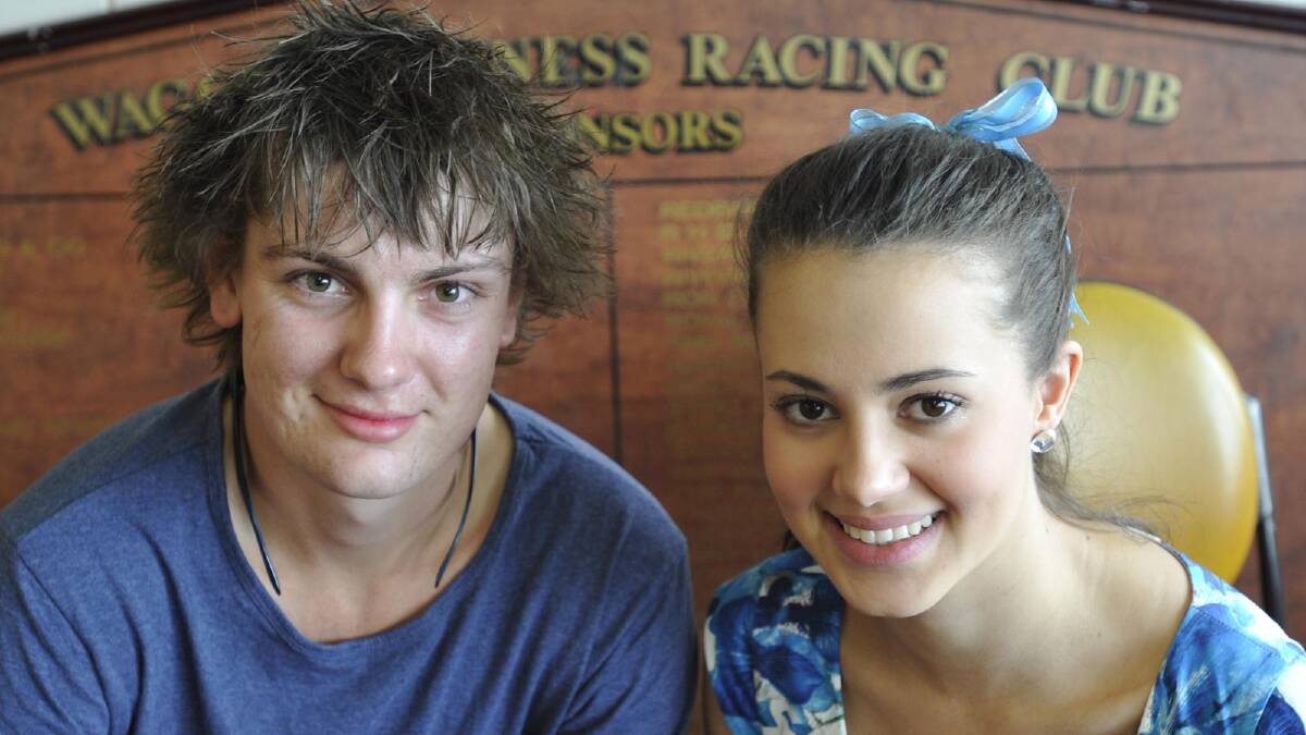 Joshua Cheney and Sarah Noonan at the Wagga Harness Racing Club's Christmas party meeting. Picture: Les Smith