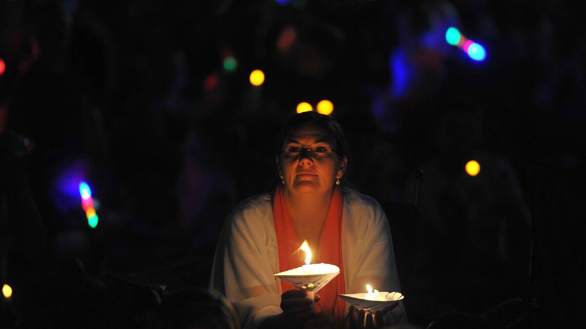Rachael Fikkers of Wagga, sitting among the crowd at the Wagga Christmas Spectacular. Picture: Addison Hamilton