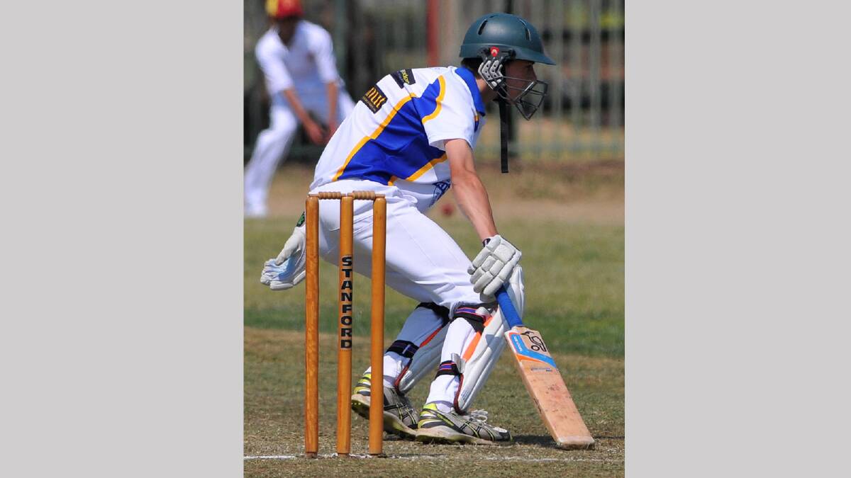 Kooringal's Michael Whiting makes his ground and looks to add another run against Lake Albert in junior cricket. Picture: Michael Frogley