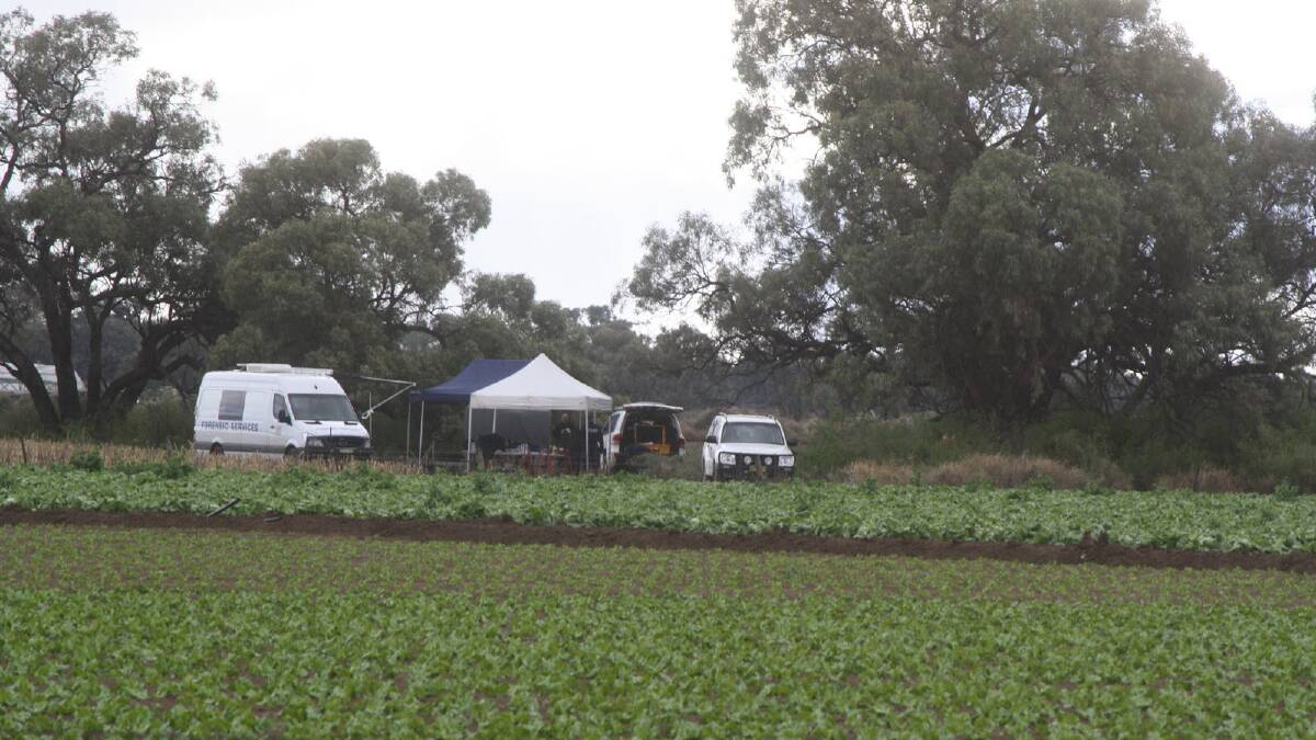 Police investigating the property on Maude Road, Hay. Picture: Daisy Huntly