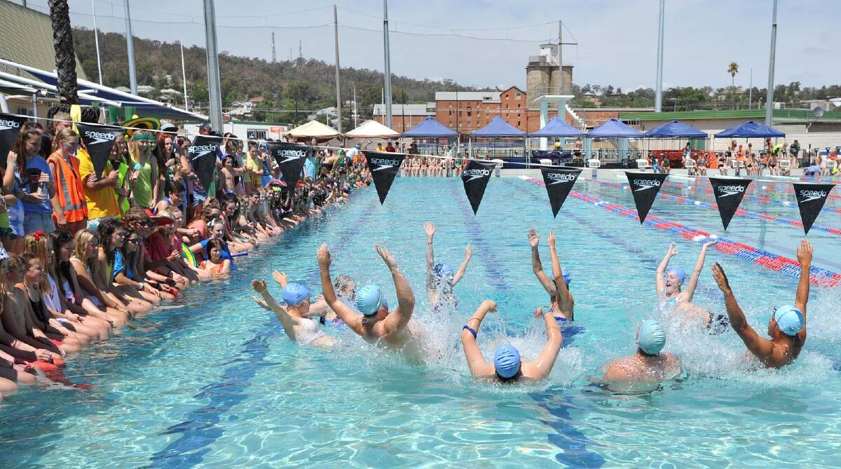 The synchronised swimming proved to be a crowd favourite at the Kildare Catholic College swimming carnival - Teresa house performing. Picture: Michael Frogley