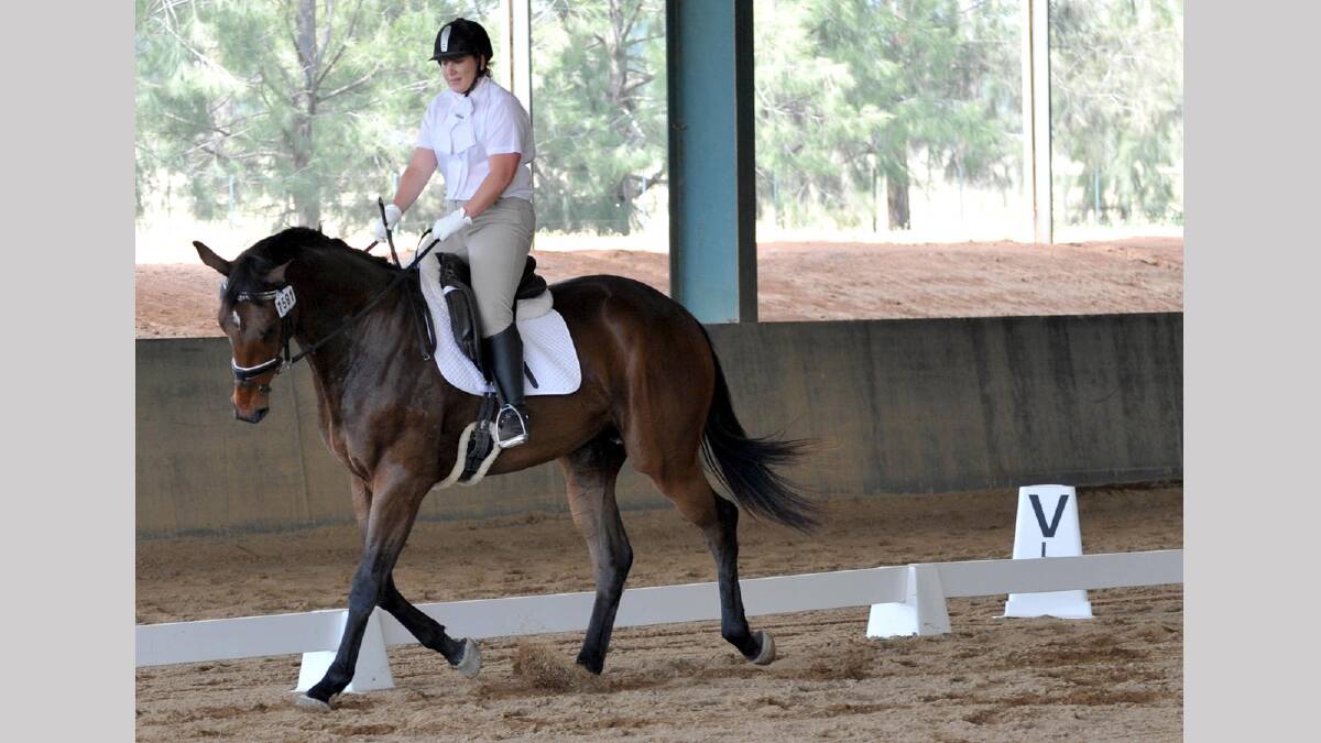 Christine Watson of Wagga on Rango Tango in the  in prep B dressage test at the CSU equestrian centre. Picture: Les Smith 