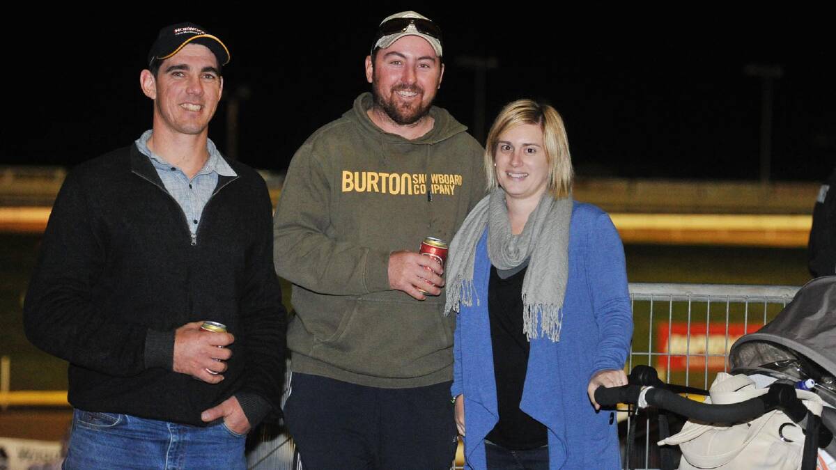 Ben Edyvean, Trent and Belinda Martin at the Wagga Cup. Picture: Alastair Brook