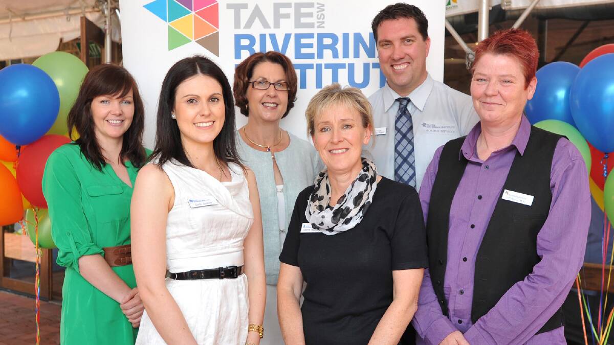 EXCELLENCE: TAFE Riverina Institute director Kerry Penton (back centre) with the organisation’s values team of (from left) Margaret Sutherland, Steve Forbes-Taber, Carla Jenkins, Leanne McGrath and Patricia Milo, who were the recipients of the Recognising and Rewarding Exceptional Service and Talent Award. Picture: Michael Frogley