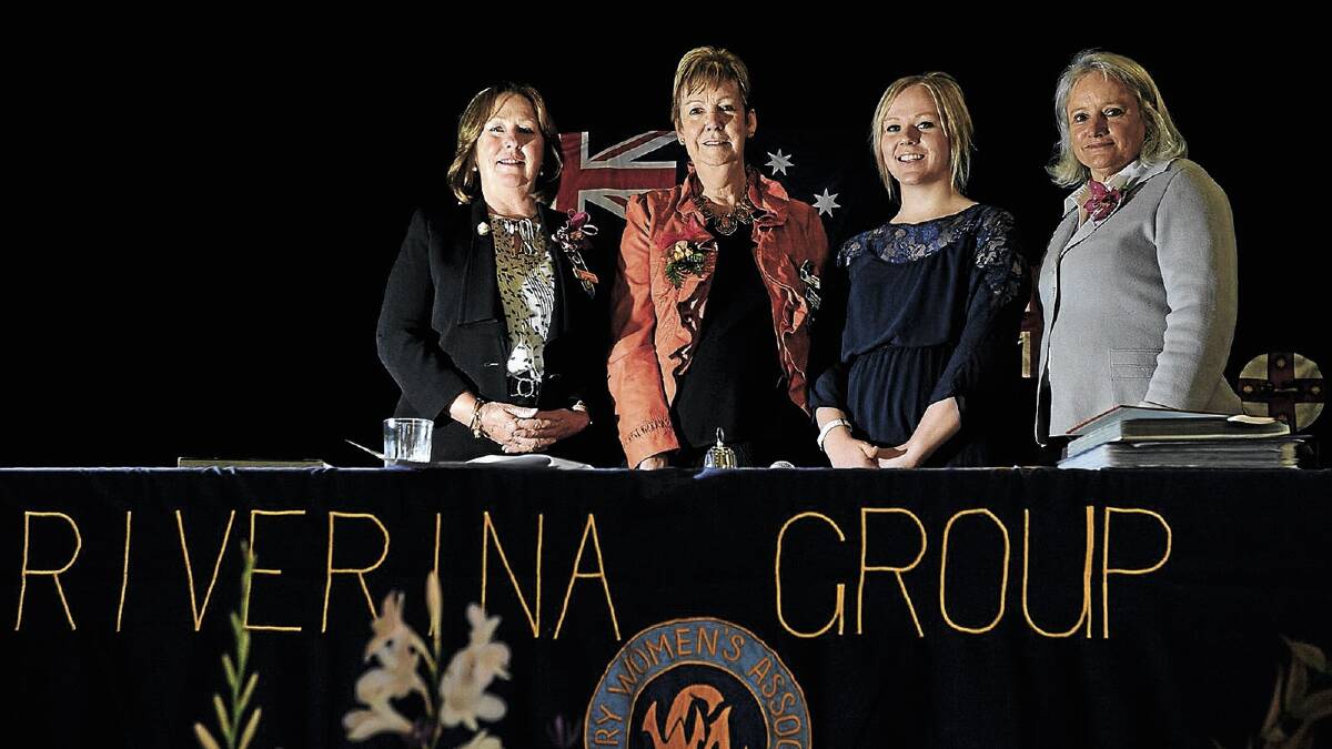 (From left) Country Women’s Association state vice-president Lois Stalley, Riverina Group president Helen de Plater, scholarship recipient Sarah Groves and guest speaker Louise Burge attend the CWA Riverina Group’s 87th annual conference in Ganmain. Picture: Addison Hamilton