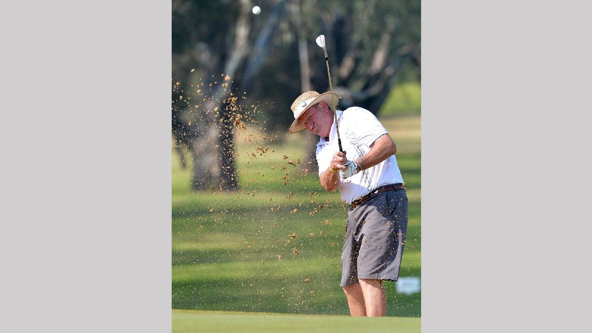 Barry Stevenson comes out of the sand on 9th hole under the second round of the Country Club Championships. Picture: Michael Frogley