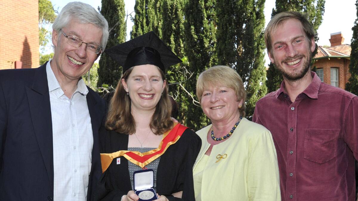 John, Catherine, Margaret and Andrew Tuckwell after Catherine graduated with honours class one and the veterinary service medal. Picture: Les Smith