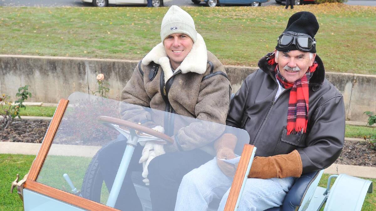 Wagga Veteran Vintage Motor Car rally - Andrew and Bill Bishop in a 1910 Hurtu. Picture: Alastair Brook
