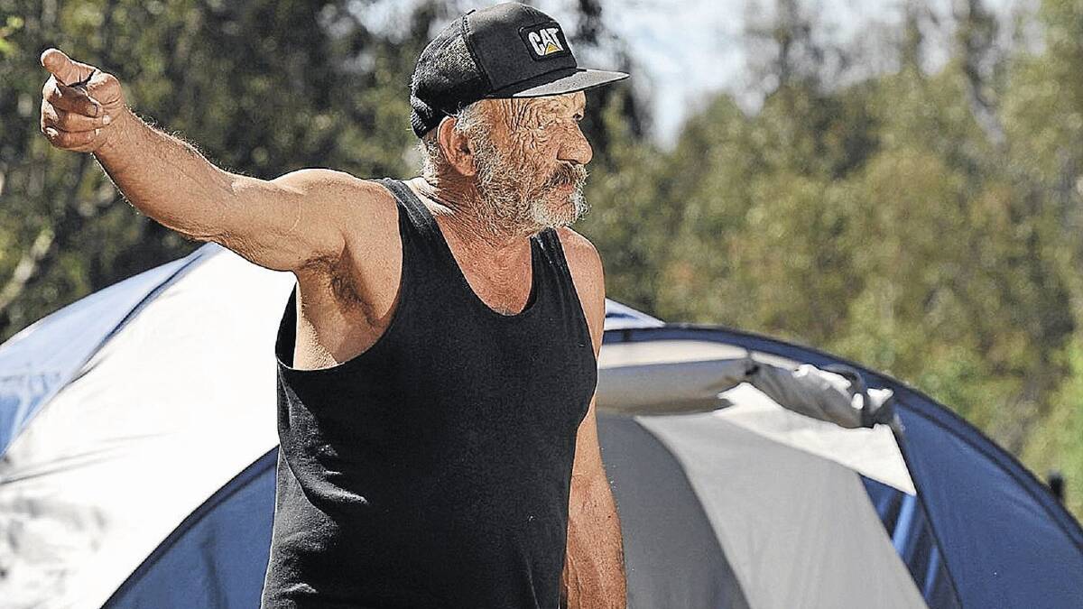 WE SHALL NOT BE MOVED: Christopher Matthews says he won’t leave Wilks Park despite Wagga City Council passing new restrictions on the type of camping which is allowed in the area. Picture: Oscar Colman