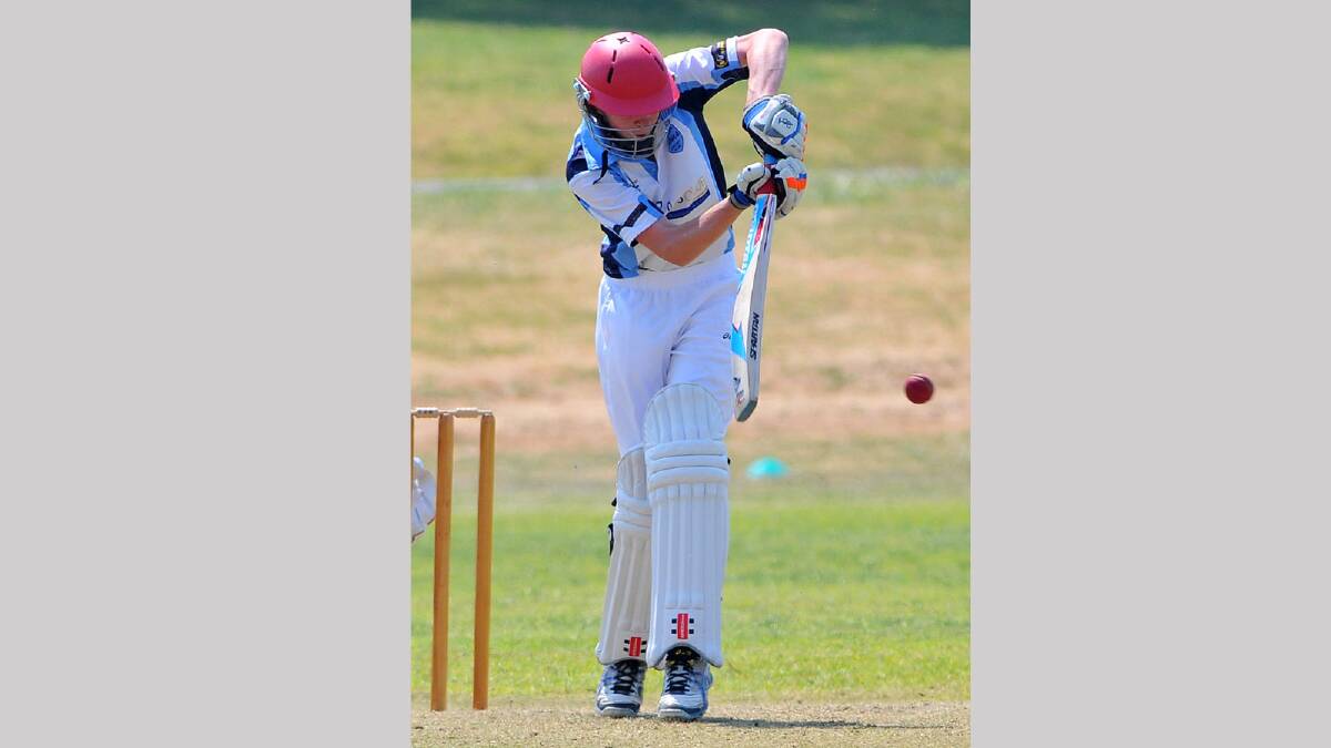 South Wagga's Dylan Martin gets one away off the hip in junior cricket. Picture: Michael Frogley 