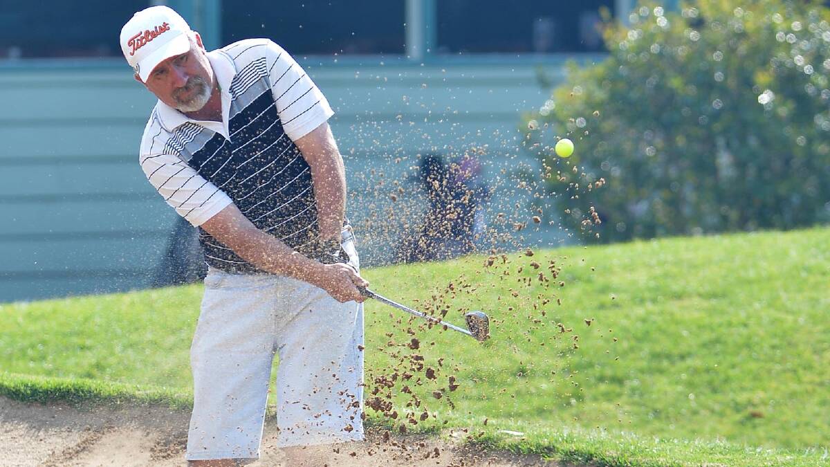  Peter Unwin hits out of the bunker on the 9th in the second round of the Country Club Championships. Picture: Michael Frogley