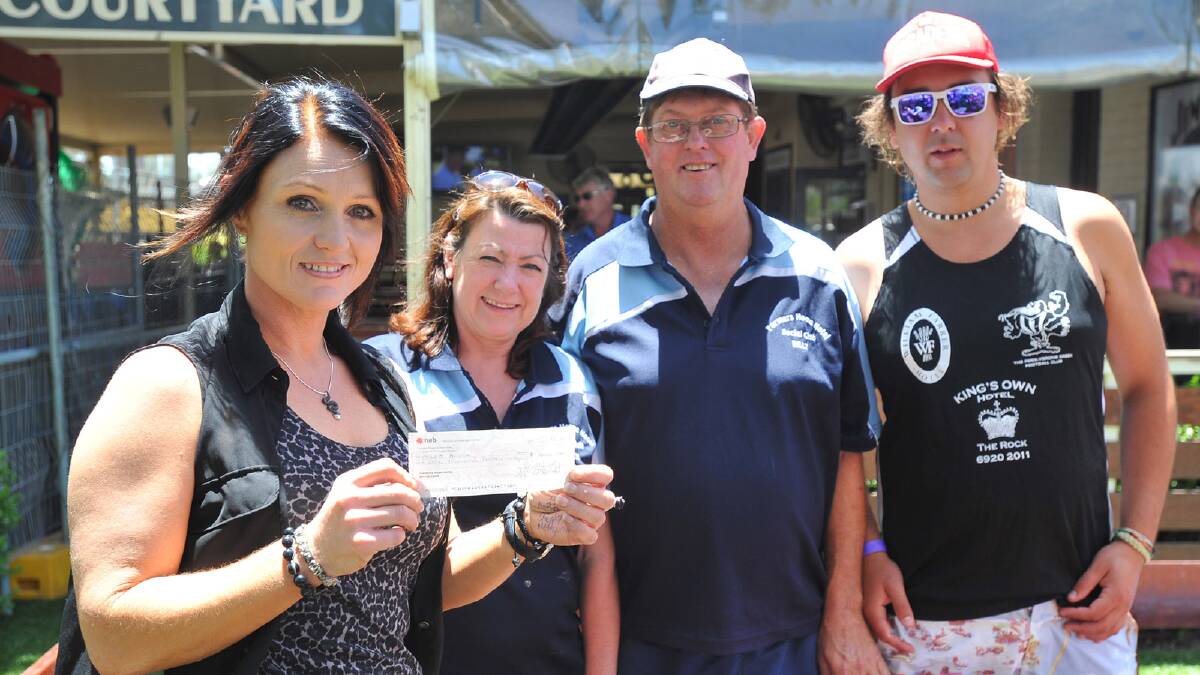Farmers Home Hotel Social Club donating $1000 to Micah House and $1000 to Lilier Lodge... (L-R) Assistant co-ordinator of Micah House Jodie Hincksman receives a $1000 cheque from the Farmers Home Hotel social club represented by Helen McKenzie, treasurer Billy Murphy and president Dean Merrigan. Picture: Addison Hamilton