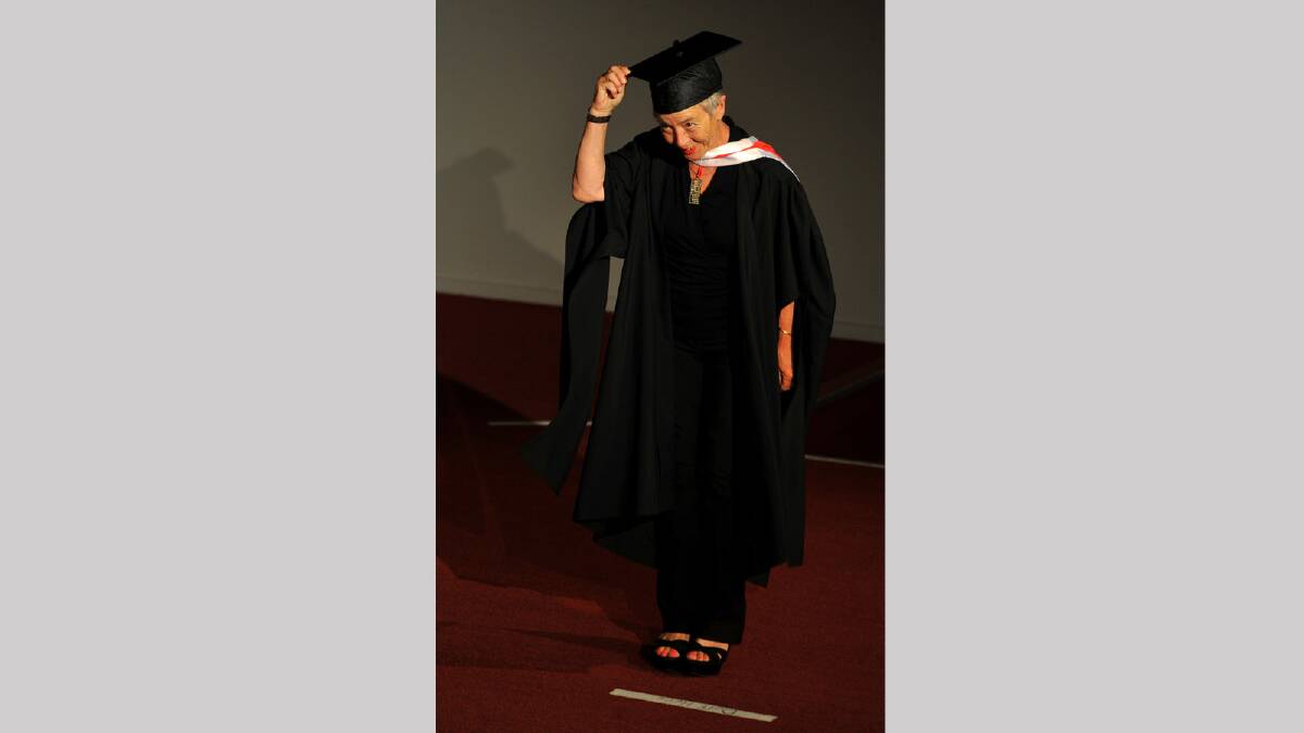 Hayley Hillis about to receive her Masters of Arts Practice. Picture: Addison Hamilton