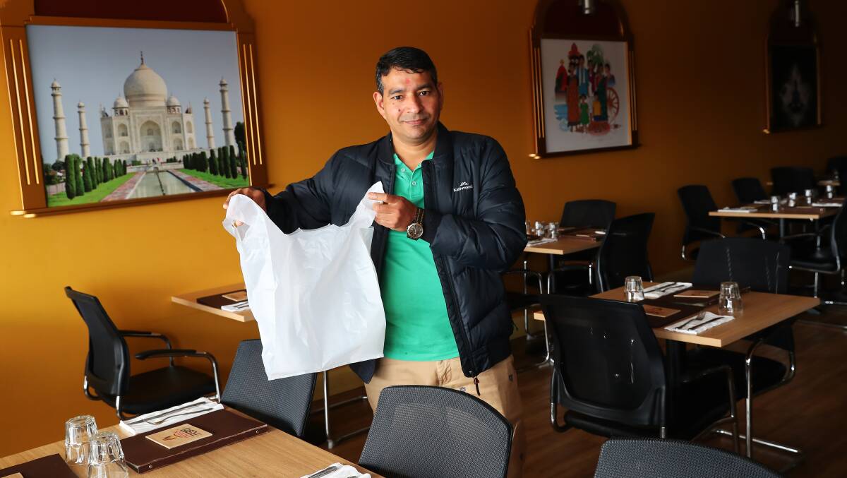 LIFE IN PLASTIC: Indian Rasoi's Jaspal Rawat said the ban would be challenging for takeaway businesses, but was confident they would be able to adjust. Picture: Emma Hillier