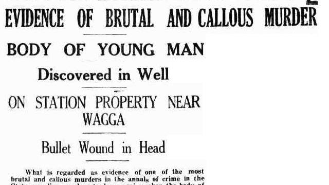 Headlines about the grisly scene shocked Wagga in the summer of 1936. Picture: Trove