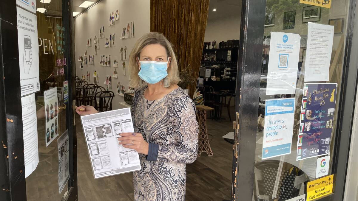BIG ASK: The Curious Rabbit's Vickie Burkinshaw says the vaccine rules that started on Monday have left businesses in an uncomfortable spot, forced to ask patrons for medical information. Picture: Penny Burfitt