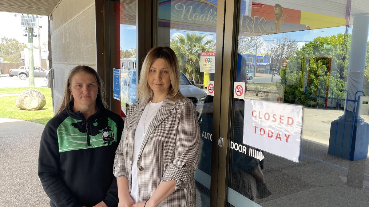 CLOSED: LaserTag Wagga's Therese Paul and Noah Ark's Abbie McCorquodale are fighting to stay open despite roadmap rules dictating they must close for seven weeks. Picture: Penny Burfitt