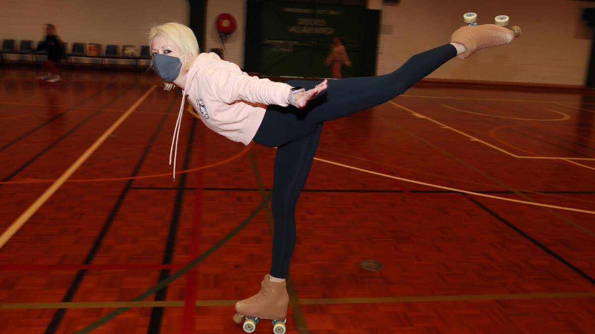 BACK ON WHEELS: Bec Wawszkowicz is running NSW's biggest roller skating club from Wagga's Bolton Park Basketball Stadium. Picture: Les Smith